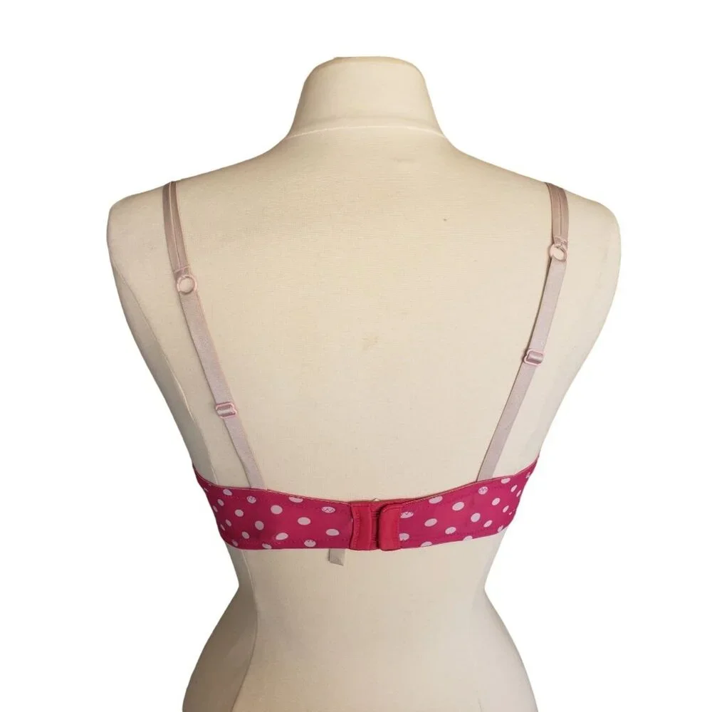Aerie Womens 36D Bra Pink Polka Dot T-Shirt Underwire Bra Lightly Padded Comfy - Picture 6 of 10